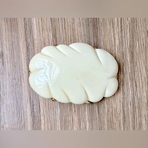 Vintage Carved Bakelite Art Deco Belt Buckle Ivory
